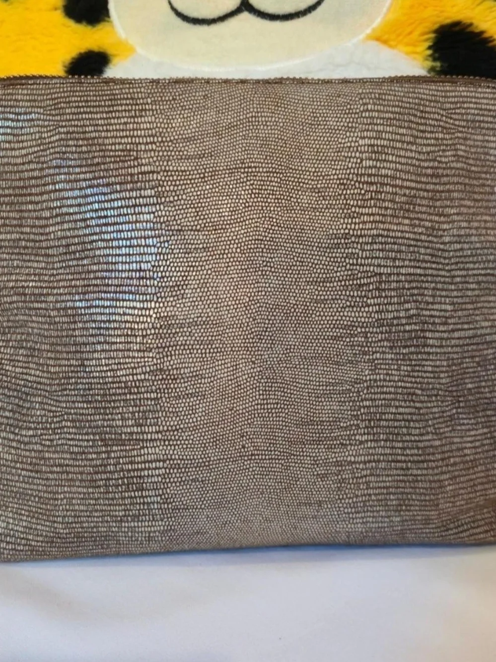 India Hicks 100%leatherTaupe Textured Clutch Bag